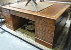 Burled Walnut Leathertop Partner's Desk