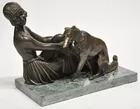 Reclining Deco Lady & Greyhound