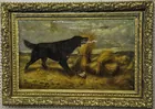 Sgd. First Lg. Antq. Hunting Dog Painting