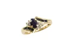 14K Gold Blue Sapphire & Diamond Ring