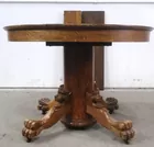 Vintage Claw Foot Dining Table W/ Leaf