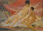 Oil on Board, 2 Nudes, dated 1922