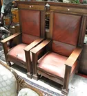 Mission-style, Leather Seat Throne Chairs