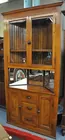 Antq. Oak Corner Cabinet with Mirrors