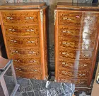 Pr. Ornate Inlaid French-style Highboys