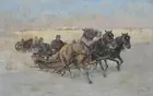 Lg. Old Pntg., Troika Scene sgd. Samark?
