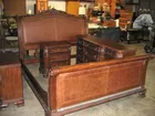 King leather inset sleigh bed