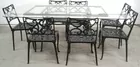 Metal Glass Top Patio Table W / 7 Chairs
