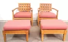 2 Mcquire Wood Arm Chairs W/ Ottoman