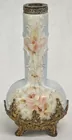 Antq. Wavecrest Bud Vase w/Metal Trim