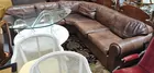 Club-type Brown Leather Sectional Sofa