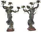 Pr.of French Art Nouveau 3-light Candelabras
