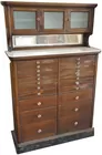 Wood Dental Cabinet w/Glass Knobs & Contents