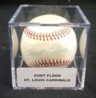 Curt Flood Autographed Rawlings Baseball