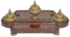 Antq. Red Marble & Brass Inkwell