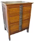 18-Drawer Oak Hamilton Printer's Cabinet