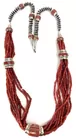 Native American Sterling Silver & Coral Necklace