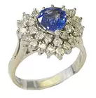 14K White Gold Blue Sapphire Ring