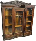 Carved Victorian Triple-door Bookcase