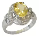 14K White Gold Citrine Diamond Ring