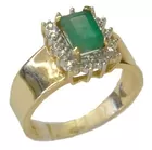 14K Gold Emerald & Diamond Ring
