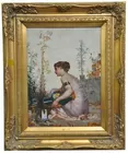 Victorian Woman Painting sgd. Beaty