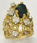 14K Ring with Diamonds & Emeralds