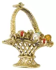 14K Gold Basket Pendant