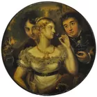 Samuel Raven Antq. 3.5 in. Painting on Metal