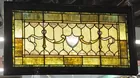Antq. Green & Gold Stained Glass Window