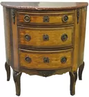 Inlaid, Marble-topped Demilune Cabinet