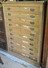Antq. 10-Drawer Blueprint Cabinet