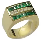 Men's 18K Colombian Emerald & Diamond Ring