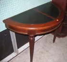2 Leather inset demilune wall table