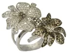 14K Ring w/Chocolate & White Diamonds