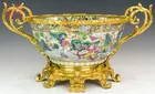 19th C Rose Medallion Center Bowl w/ Ormolu Mounts