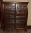 Bookcase w/ leaded glass panels