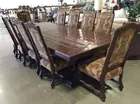 Grand Wood Tuscan Dining Table W/ (10) Chairs