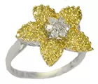 14K Yellow Sapphires & Diamond Ring