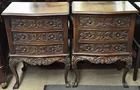 2 French Carved Nightstands w/Claw Feet
