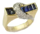 14K Gold Mod Sapphire & Diamond Ring
