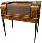 Ornate Inlaid Mahogany Roll-Top Desk