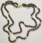 14K Gold Diamond & Brown Pearl Necklace