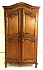 Antique Oak Armoire W/ Hand Carved Floral Accents