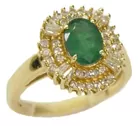 14K Ring w/Oval Emerald & Diamonds
