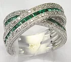 14K White Gold Ring w/Emeralds & Diamonds