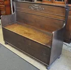 Antq. Hall Bench w/Storage, Northwind Face