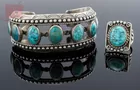Fred Peshlakai Silver Turquoise Cuff & Ring Pair