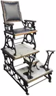 Ornate Oak, Marble & Iron Shoeshine Chair