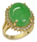 18K Apple Jade Diamond Ring